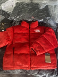 Supreme The North Face Faux Fur Nuptse Puffer Red Size Large In Hand Fw Ebay