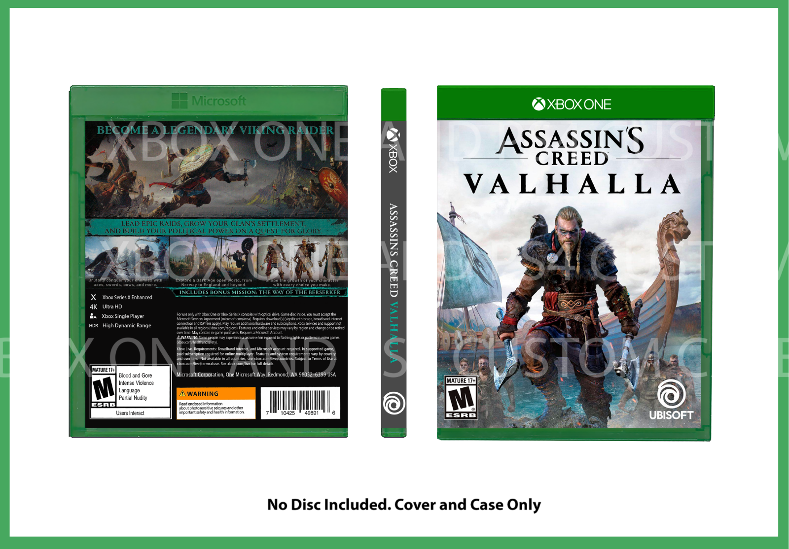 CUSTOM REPLACEMENT CASE NO DISC Assassin's Creed Valhalla PS5 SEE  DESCRIPTION 887256110116