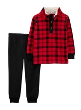 Carter's Boy's 2 Piece Long Sleeve Fleece Pullover & Jogger Pant Set