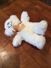 MS Teddy Bear Inc plush off-white cream teddy bear neck ribbon bow