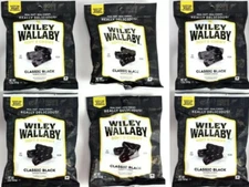 Wiley Wallaby Australian Style CLASSIC BLACK Gourmet Licorice Candy- (6 BAGS)