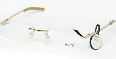 Vintage EXTE EX09001 SHINY GOLD EYEGLASSES GLASSES RIMLESS 52-16-130mm Italy