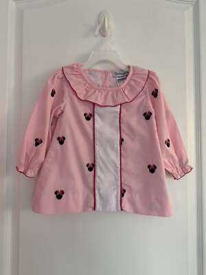 Smockingbird Girls Minnie Mouse Pink Pincord Smock Dress Size