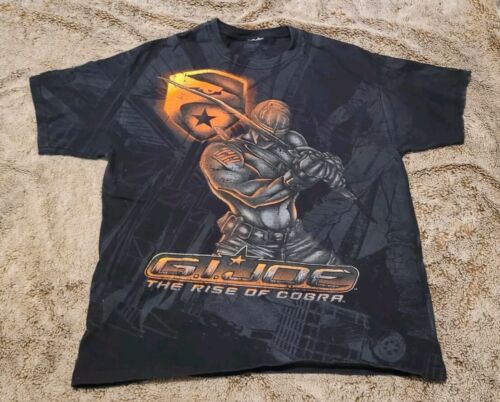 GI JOE "Rise of Cobra" T Shirt Double Sided Graphics Size 2XL all over print blk - Picture 1 of 11