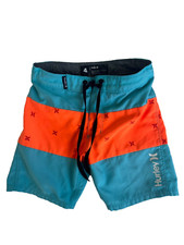 Boys Hurley Swim Trunks Board Trunks Size 4 Adj Waist Multi-color Stripe EUC