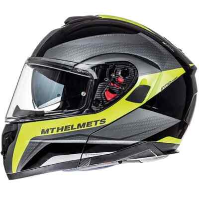 MT Atom Tarmac Schwarz & Gelb Aufklappbar Vorne Motorrad Helm