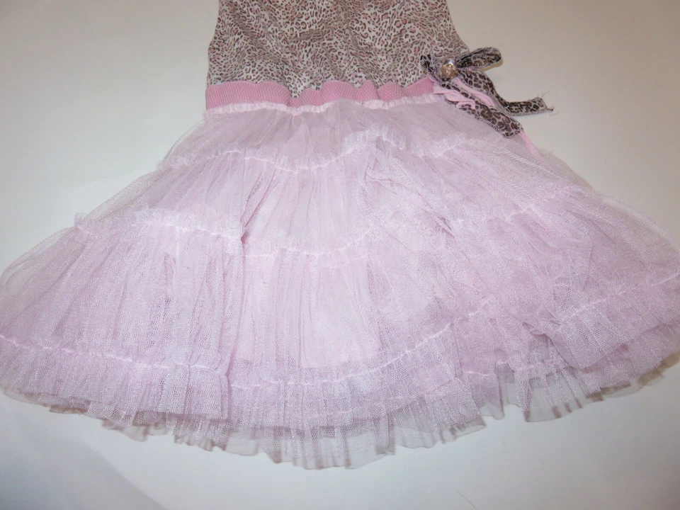 Vestido Tutú de Tul Leopardo Little Mass Niñas 6X Usado en Excelente Condición Foto 2 de 4
