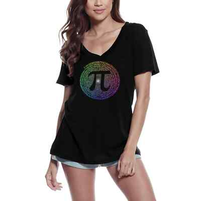 Damen Grafik T-Shirt V-Ausschnitt Buntes Pi-Symbol 314 Mathe   Colorful Pi