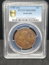 Australia 1955 M PENNY PCGS Graded MS63 RB