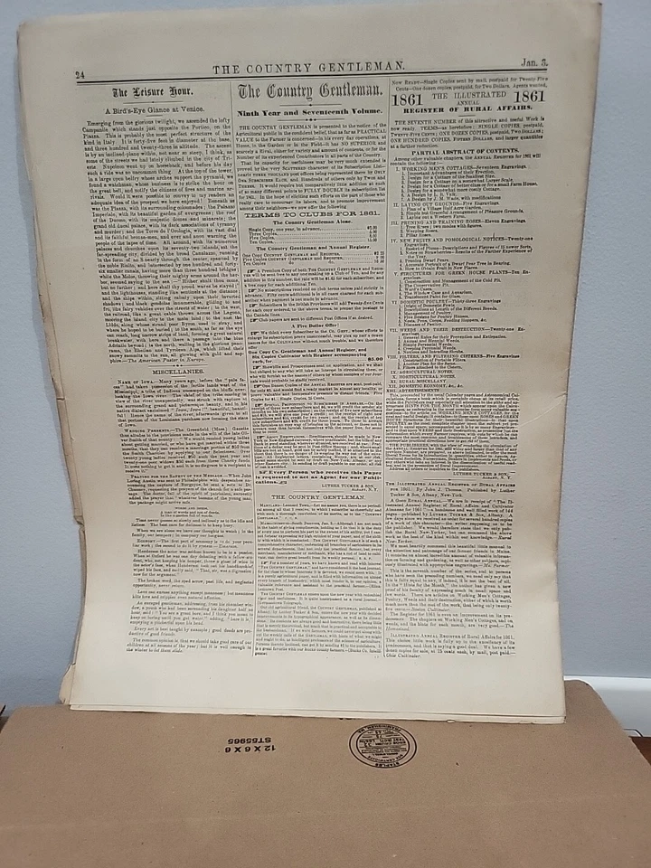 The Country Gentleman January 3, 1861 Civil War Era Magazine Complete Loose - Image 4 of 4