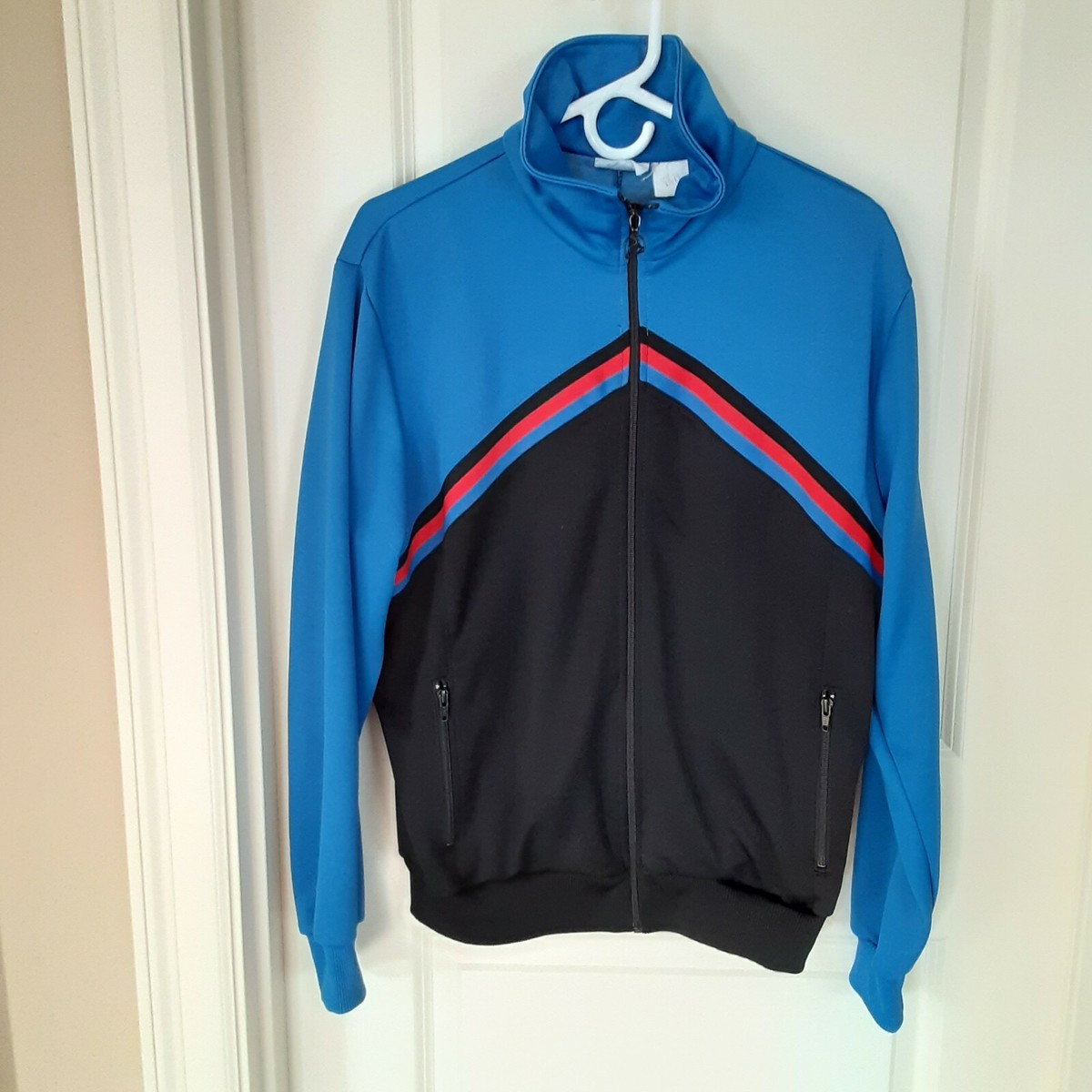 Stag Sports by White Stag Men's Track Jacket Size M Full Zip Retro 80s Blue  Red