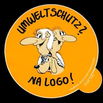 Advertising Stickers - Uli Stein - Environmental NA Logo - 8x8cm - Vintage 80s 90s