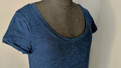 45RPM forty five RPM studio by R 1 Japan solid plain indigo blue ladies tshirt - Picture 3 of 10