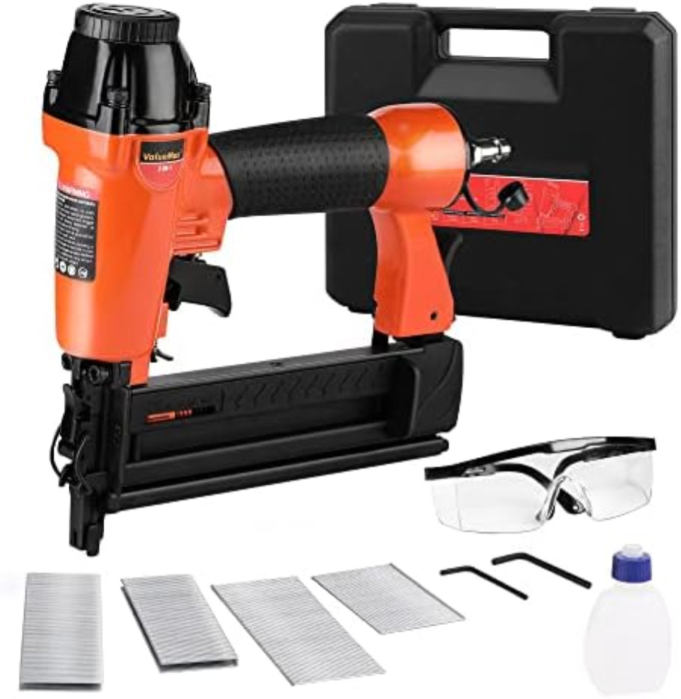 ValueMax Chiodatrice Pneumatica 2 in 1, Sparachiodi Aria Compressa con 200 Chiod