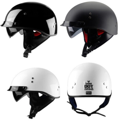 DOT Motorcycle Helmet Half Open Face Helmet Integrated Sun Visor Scooter Helmet