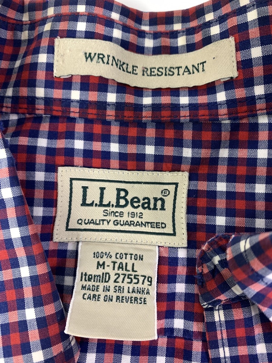 専用1 L.L. Bean Med Tall Wrinkle Resistant Plaid Long Sleeve Button Down