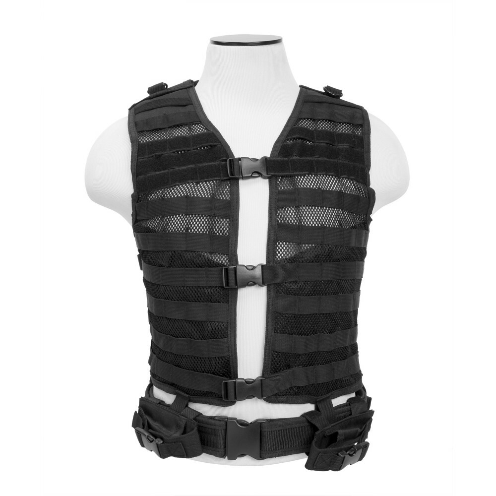 Milaloko Tactisch vest, Amfibisch Tactisch Militair MOLLE Vest Gevechtsleger Camouflage Stormvest met platendragers, Zwart, M
