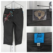 Christian LaCroix Jeans Vtg 90s Y2K Embroidered Tech Raver Crop Capri Pant 28"