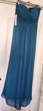 AZAZIE Yazmin Dress Sz A12 Peacock Blue Sweetheart Neck Chiffon Floor-Length NWT