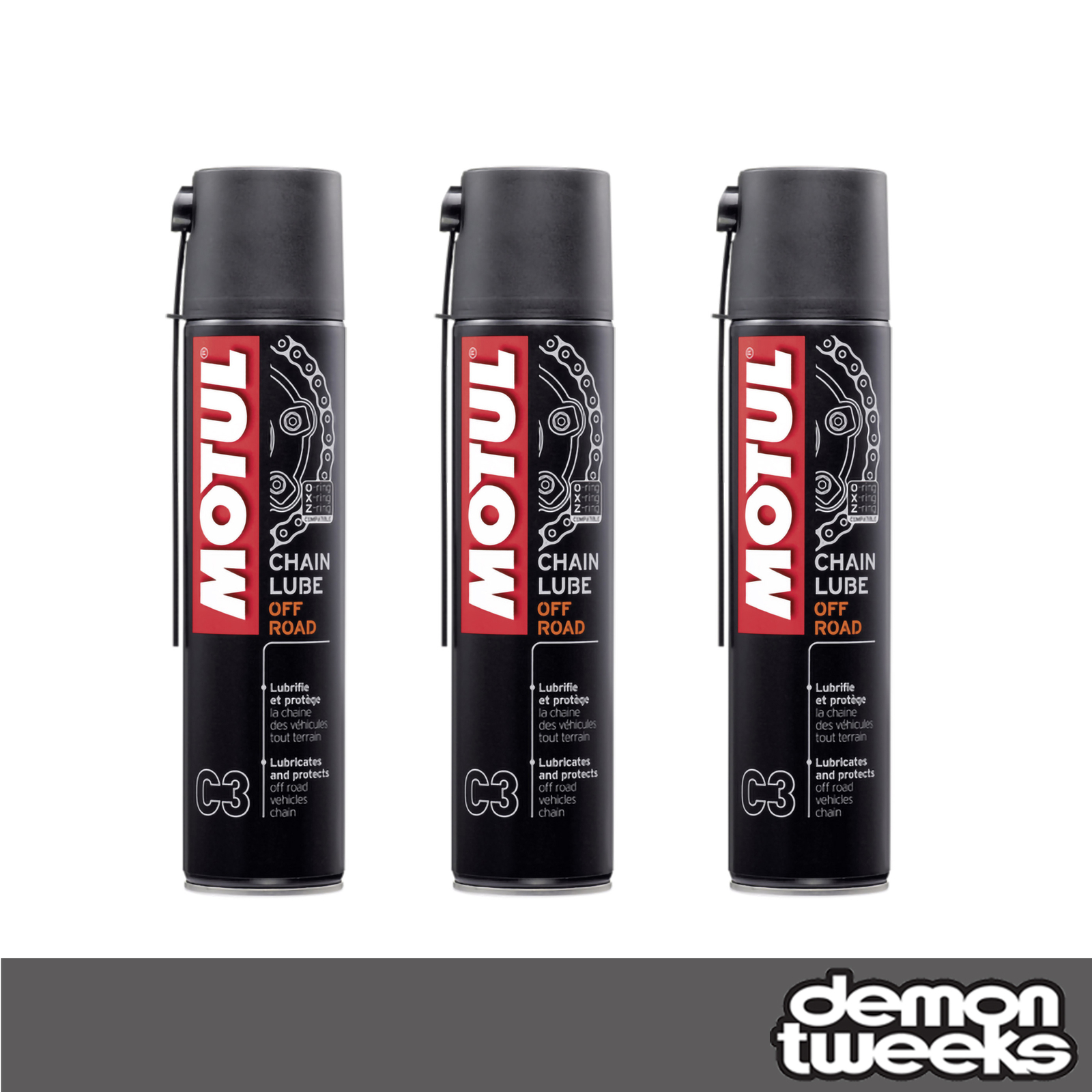 3 x Motul Chain Lube Off Road, 400ml - Suitable For MotoX, Enduro & Trail Bikes