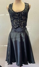 Vintage 80  s Handmade Black Gold Vest Top And Skirt Club Outfit Small