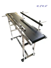 TECHTONGDA 1.2m(47.2") PVC Belt Conveyor with Double Guardrails Stainless Steel