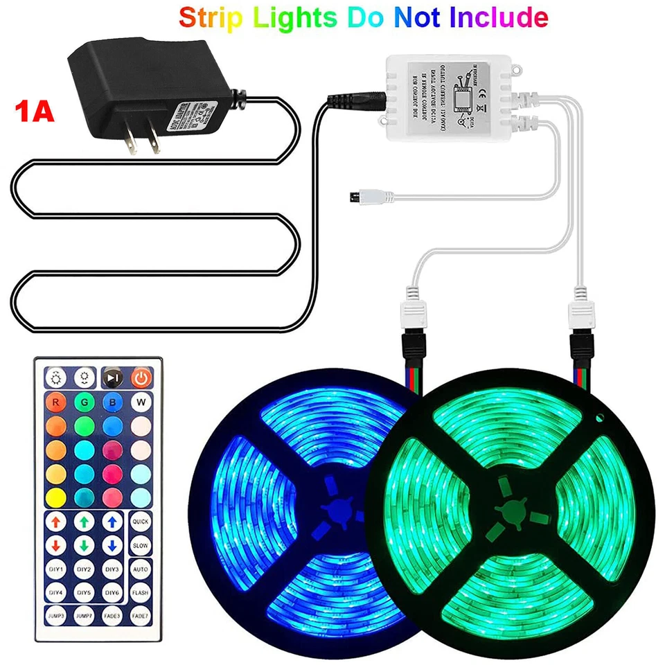 44Key IR Remote Controller+12V 1A Adapter For 2835 3528 5050 RGB LED Strip Light - Image 2 of 4