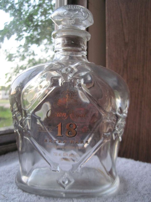 Empty Clear Heavy Glass Crown Royal Aged 18 Years XR Liquor Bottle Decoration