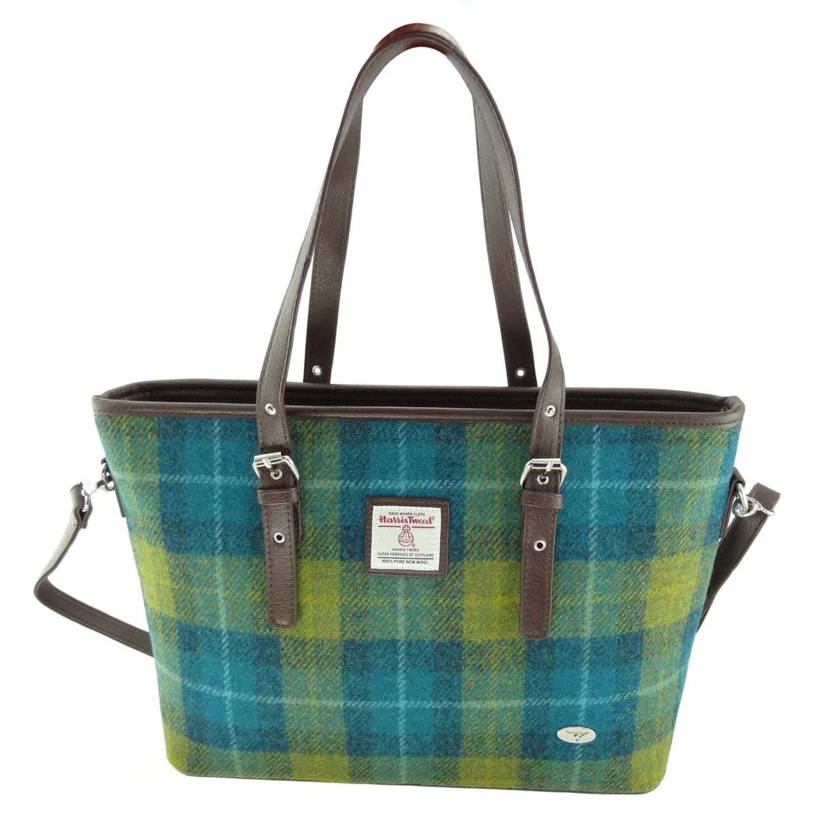 Harris Tweed Sea Blue Green Check Ladies Tote Grab Handbag eBay