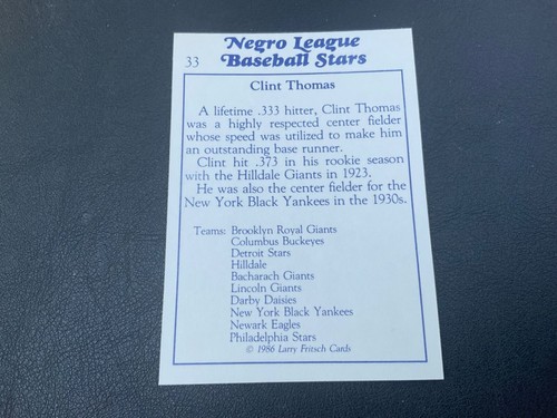 1986 FRITSCH NEGRO LEAGUE BASEBALL STARS PICK CARDS YOU WANT - Picture 117 of 496