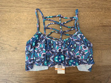 Jessica Simpson Blue Purple MEDIUM Kaleidoscope Flounce Strappy Bandeau Swim Top