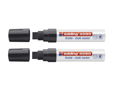 2 x Edding Kreidemarker 4090 Fenstermarker Sprühkreide, 4-15 mm, schwarz