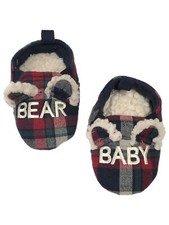 Dearfoams Infant Boys Girls Red Green Plaid Baby Bear Slippers Shoes