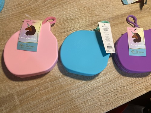 Unicornio afro: 3 colores (rosa, púrpura y azul) bolsa de silicona con cremallera con clip G - Imagen 6 de 6
