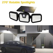 3 Heads Solar Security Light 74LED Waterproof 270° Wall Light Motion Sensor Yard
