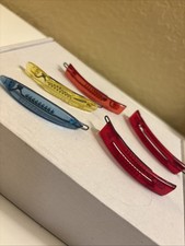 5 Vtg 1960's RED Hair Barrettes Red Yellow Blue Older Tight Grip 2.3/4   a71
