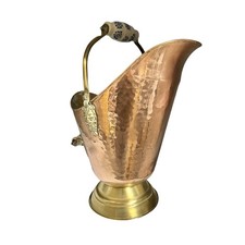 Vintage French Copper & Brass Coal Hod Hearth Fireside Scuttle Bucket