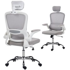 HOMCOM High Back Mesh Computer Desk Chair with Lumbar Support, Grey