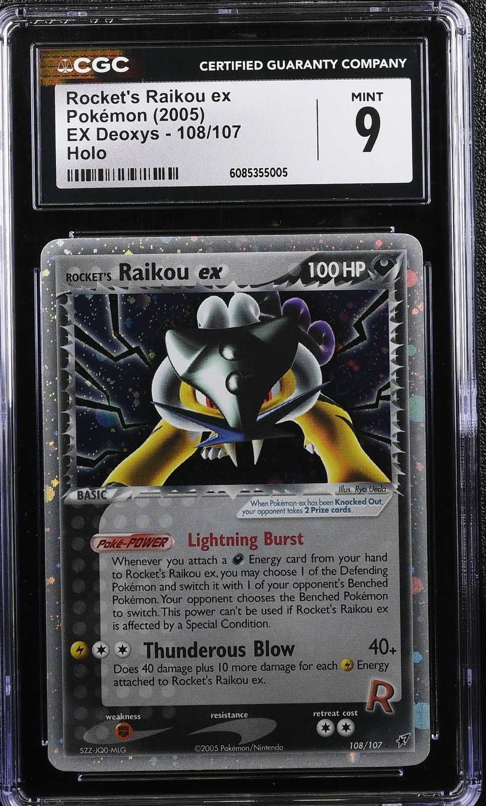CGC 9 - Rocket's Raikou ex 108/107 Holo EX Deoxys Pokemon Card 2005