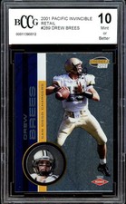 2001 Pacific Invincible Retail #PC8 Drew Brees Rookie Card BGS BCCG 10 Mint+. rookie card picture