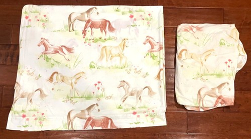 Company Store Kids Horse Horses Equestrian Twin Cotton Flat Fitted Sheet Set
