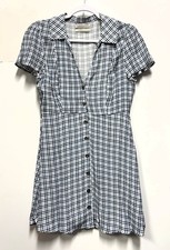 Small Petite Blue Plaid Dress by Urban Outfitters Button Front SP