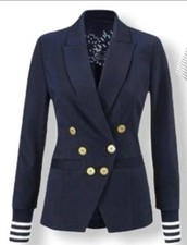 Cabi Womens 8 Double Breasted Navy Blue Nautical Grand Slam Blazer Jacket