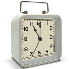 Table Analog Clock, Small Silent Non Ticking Hanging Clock with Night Light for