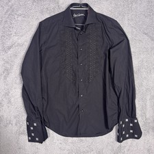 Robert Graham Shirt Mens 15.5/39 M French Cuff Dress Embroidered Notch Collar