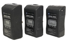 3 190Wh Lithium-ion Professional Batteries, A/B Gold Mount, by Intellytech