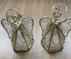 Set of 2 Glass Angel Ornaments Clear with Gold Accents Wings Star Heavy 4” — photo 5