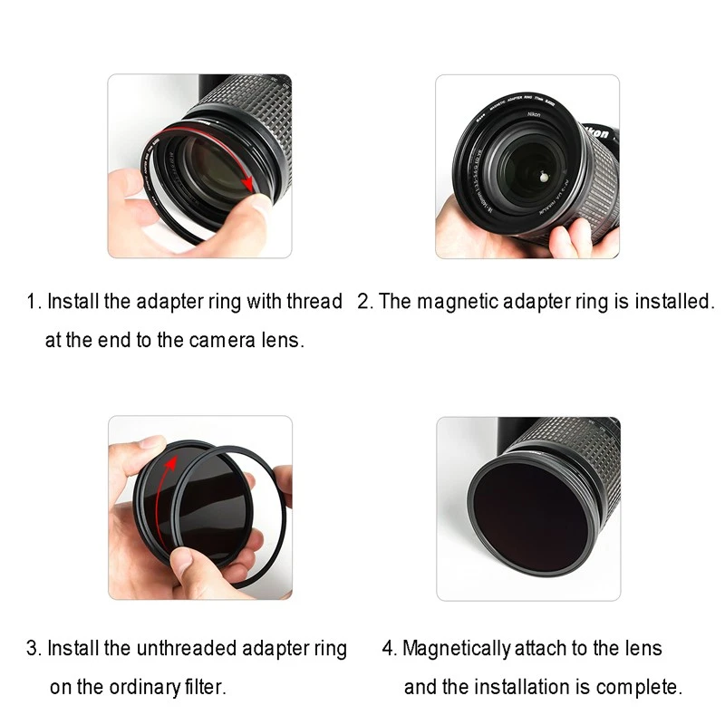 Kit de anillo adaptador magnético Kase (filtro de rosca a filtro magnético) 67 72 77 82 mm Foto 2 de 4