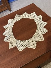 Antique Hand Crocheted Lace Collar Edwardian 1910s Cream Cotton Scalloped
