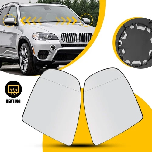 Pair Left & Right Side Mirror Glass Heated For 2007-2014 BMW X5 X6 E70 E71 E72